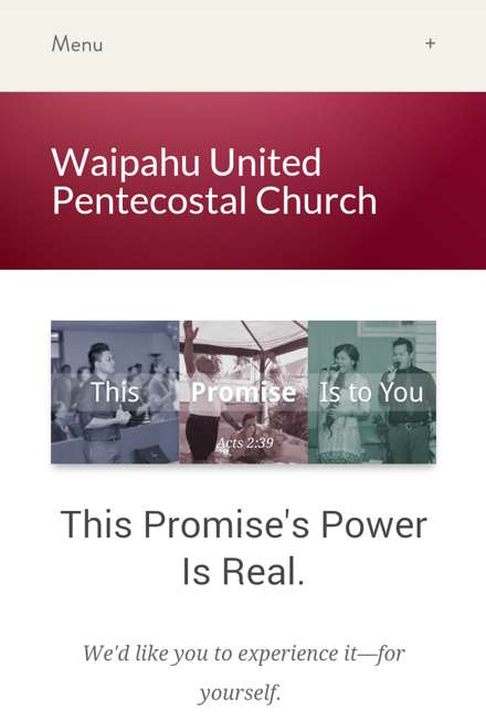 Screenshot of Waipahu United Pentecostal Church's website on a smartphone-like screen
