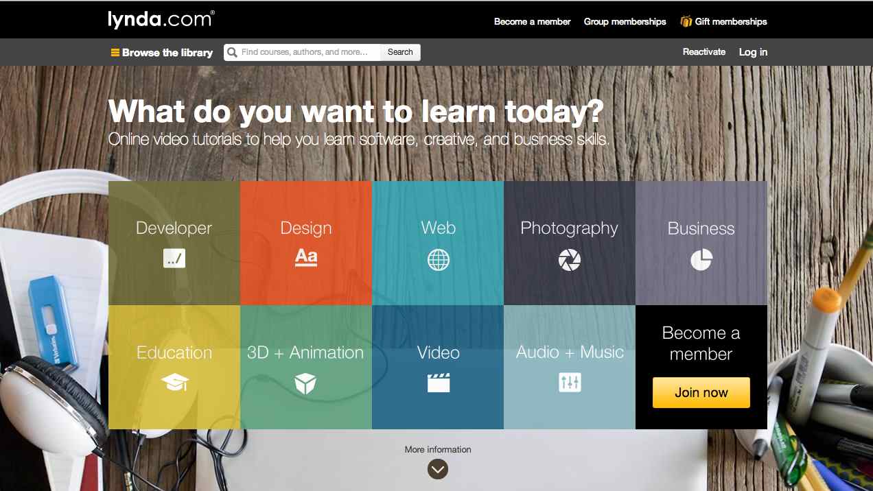 Screenshot of Lynda.com