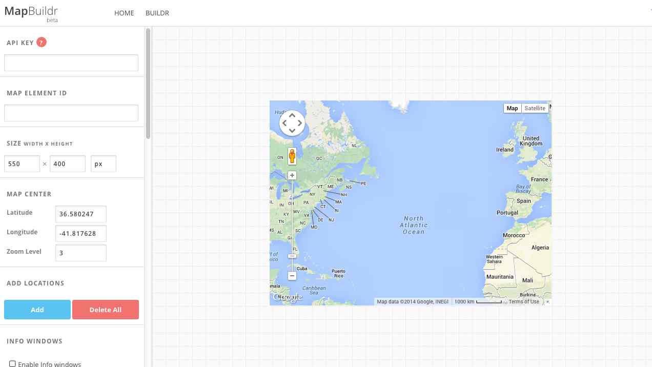 Screenshot of MapBuildr (beta) website
