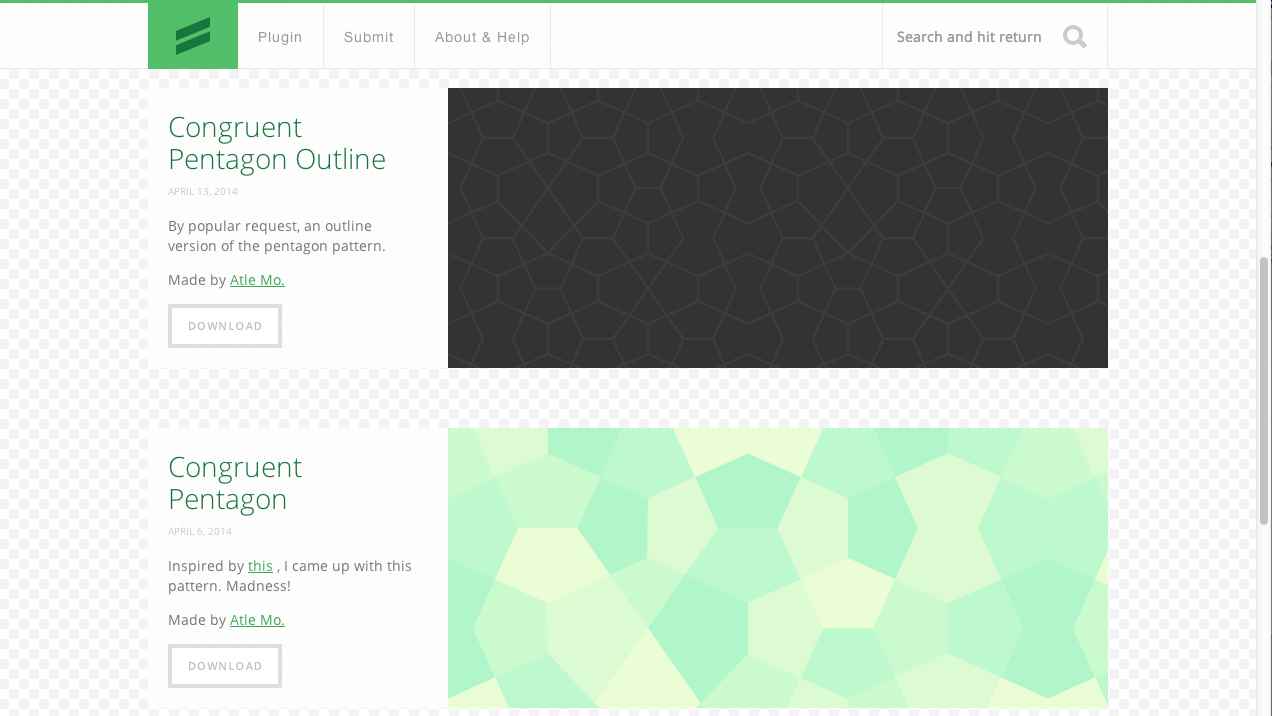 Screenshot of Subtle Patterns website
