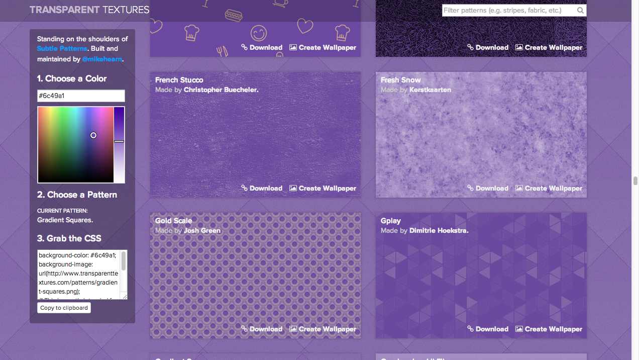Screenshot of Transparent Textures website