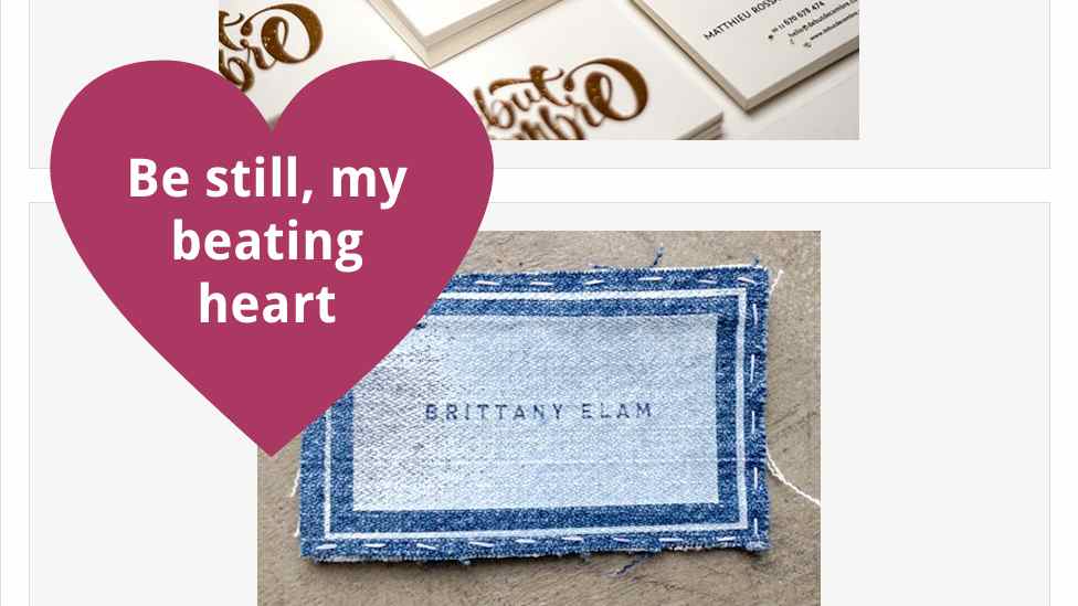 Screenshot of business card post with a heart