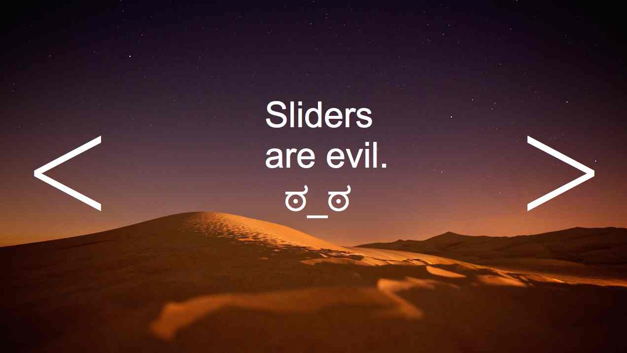 Slider example with message that they're evil.