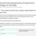 Screenshot of form design blogpost