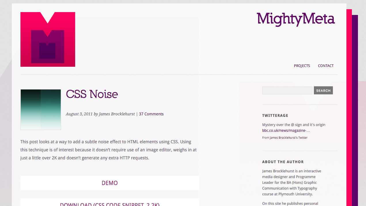 Screenshot of CSS Noise blogpost